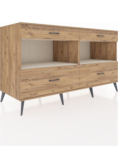 Kronos Konsol 2 Raflı 4 Çekmeceli 176x59x99 Çam-aytaşı/çam Çam-aytaşı/çam