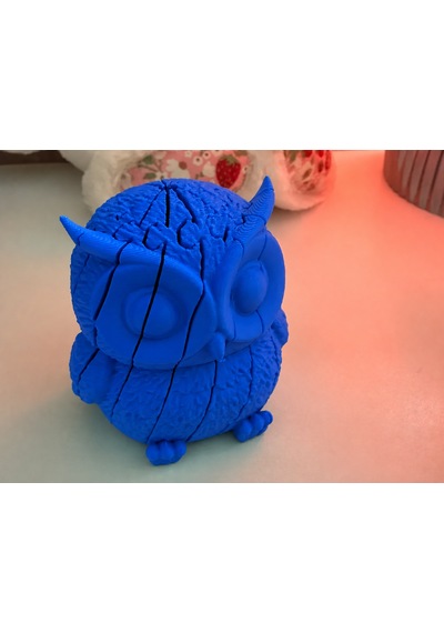 3d Baskı Hareketli Baykuş Figürü - Eklemli Flexi Oyuncak - Mavi
