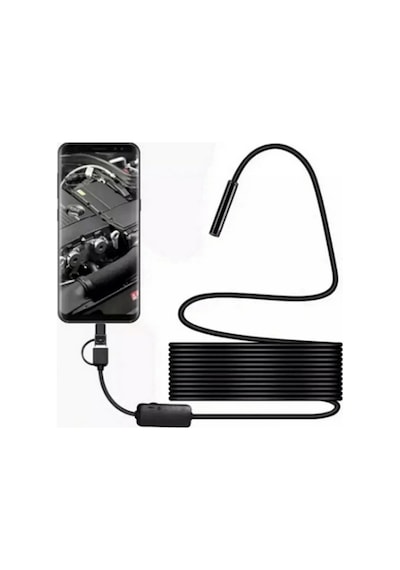 Vothoon Endoskop Yılan Video Kamera Led Li 5 Metre 7 Mm Sert Kablo Yüksek Kaliteli Stereo
