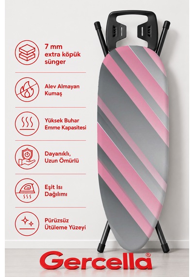 Hediyeli Pink Dream Ütü Masası Kılıfı Bezi Örtüsü Açık Pembe