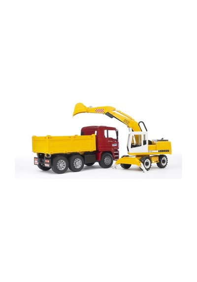 Bruder Man Damperli Kamyon ve Liebherr Ekskavatör Br02751