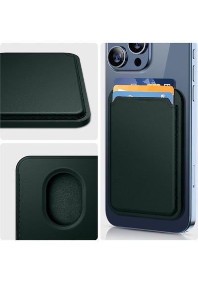 İphone 16 / 16 Plus / 16 Pro / 16 Pro Max Uyumlu Magsafe Cüzdan Kartlık Suni Deri Kartlık Haki