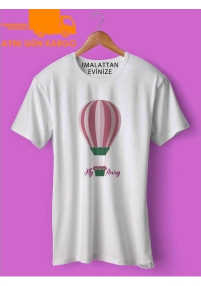 Balonismo Retrô Fly Away Baskılı Tişört Tshirt Ücretsiz Kargo
