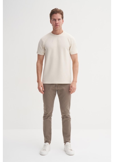 Cazador 4202 Erkek Bisiklet Yaka T-shirt Bej