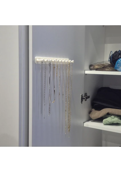 Takı Kanca Rayı Organizer Askılık 10 Bölmeli Askılık Beyaz