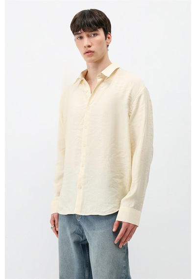 Vamos Modal Kumaş Oversize Gömlek Sarı