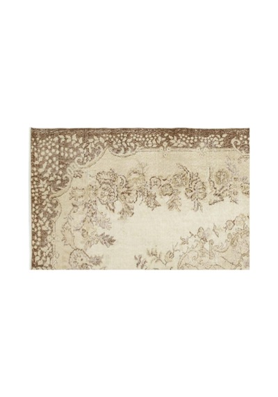 El Dokuması Vintage Yün-pamuk Bej Halı 19121 185 X 282 Cm