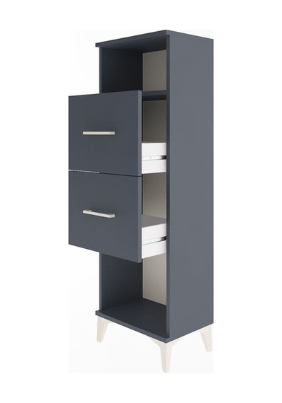 Arges Dolap Tek Raflı 2 Çekmeceli 44x30x134 Antrasit-antrasit Antrasit