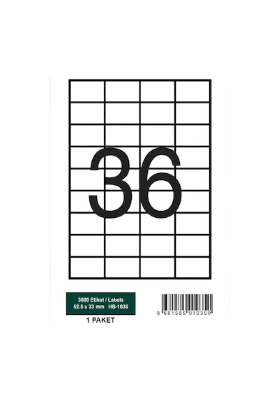 Herboy Hb-1035 Beyaz Lazer Etiket A4, 45mm X 30mm