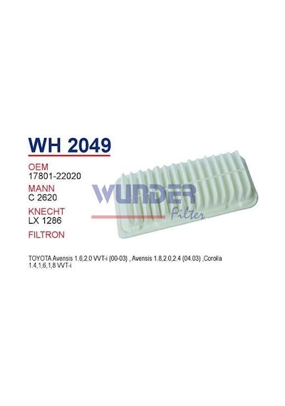 WUNDER WH2049 HAVA FİLTRESİ - TOYOTA Corolla Uyumlu VVTI