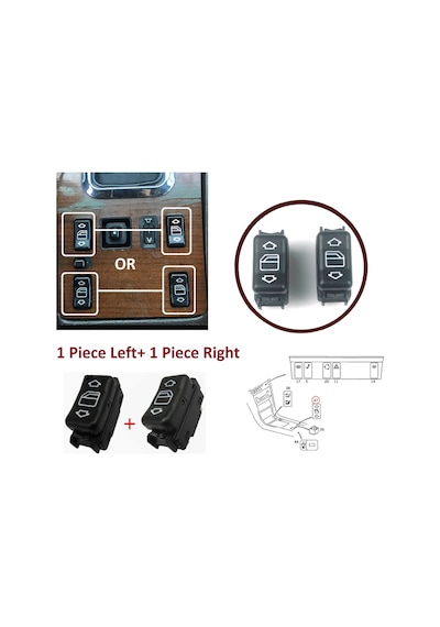Sağ Sol Cam Açma Düğmesi Mercedes W124 W126 W463 W201 190 İçin