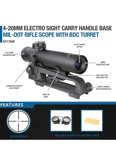 Barska 4x20 Electro Sight Mil-dot M-16 Base Dürbün Siyah