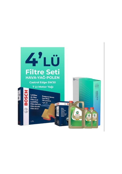 Bosch Mercedes E180 Filtre Bakım Seti Castrol Motor Yağlı (2017-2019) 4 Lü