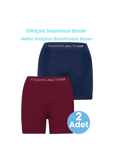 Uniquetrenders Erkek Dikişsiz/seamless Nefes Alabilen Boxer 2'li Set Lacivert - Bordo