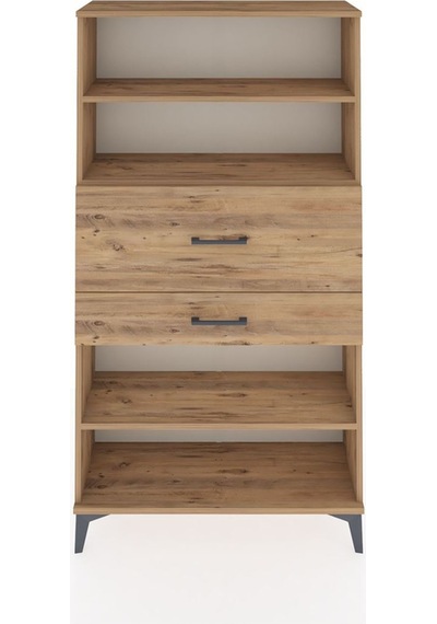 Arges Dolap 3 Raflı 2 Çekmeceli 88x30x163 Çam-çam Çam