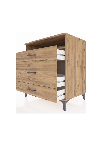Kronos Şifonyer Tek Raflı 3 Çekmeceli 88x59x96 Çam-çam Atlas Çam