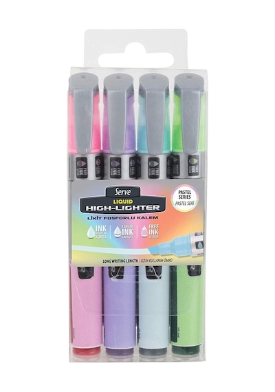 Serve Likit 4'lü İşaretleme Kalemi Pastel Set 5285 Çok Renkli