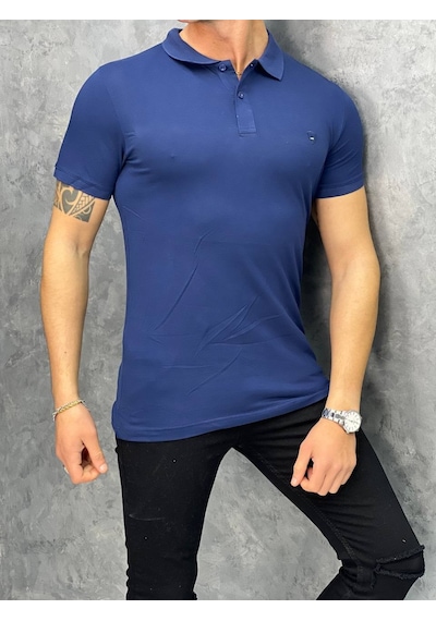 Modefendi Slim Fit Polo Yaka Pamuklu Tshırt Lacivert