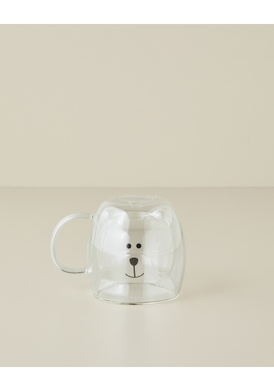 English Home Honey Teddy Borosilikat Çift Cidarlı Kupa 250 Ml Şeffaf