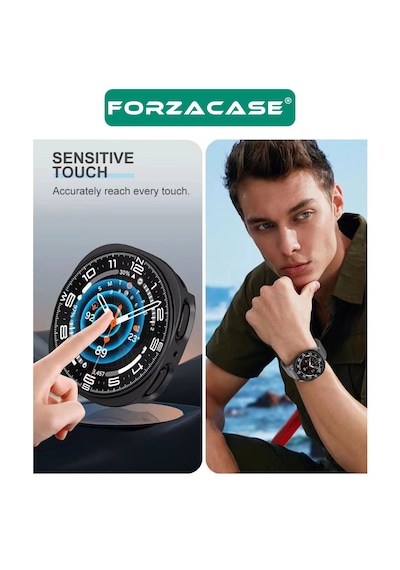 Forzacase Samsung Uyumlu Galaxy Watch 8 Classic 46mm İçin Ekran Korumalı Sert Rubber Kılıf Fc015