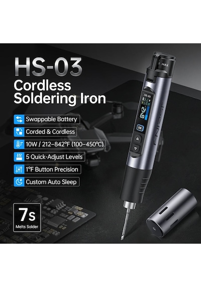 Fnırsı Hs-03 Kablosuz Şarjlı Kalem Havya 2600mah Değiştirilebilir Pil, 100-450 C
