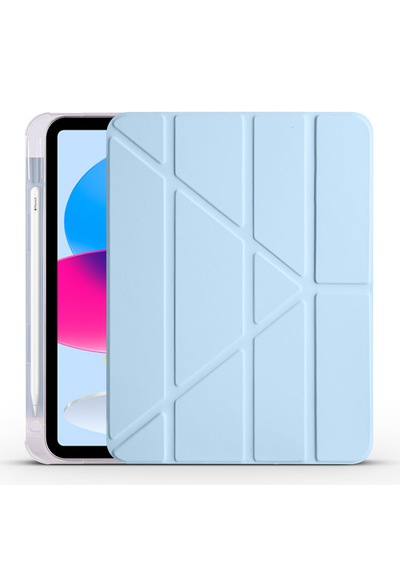 Apple Uyumlu iPad 11.nesil 2025 A16 Kılıf Tri Folding Silikon Kalem Bölmeli Katlanabilir Standlı Pu Deri Yumuşak Kapak Kapaklı Kılıf