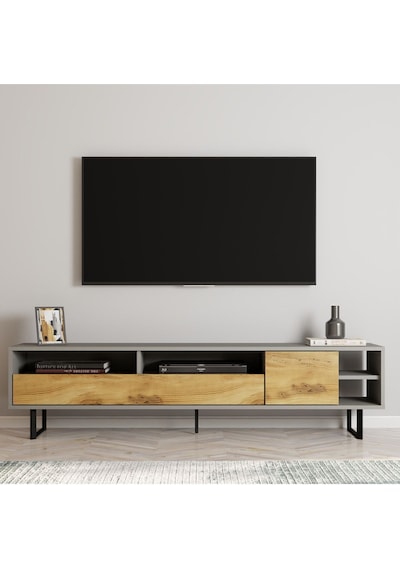 Luga Kapaklı Tv Ünitesi, Tv Sehpası - Metal Siyah Ayak - Gri/traverten - Sis Gri/kilim Sis Gri/kilim Luga Kapaklı Tv Ünitesi, Tv Sehpası - Metal Siyah Ayak - Gri/traverten - Sis Gri/kilim Sis Gri/kilim