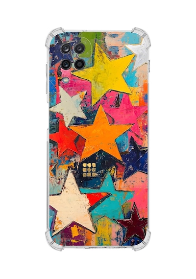 Printify Samsung Galaxy A12 İle Uyumlu Düşlerin Dansı Serisi Yıldız Dansı Tasarımlı Uv Baskılı Köşe Korumalı Antişok Kılıf Şeffaf