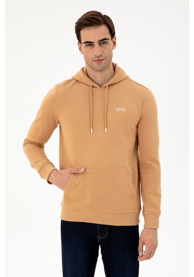 U.S. Polo Assn. Erkek Kapüşonlu Camel Basic Şardonlu Sweatshirt 50295176-VR015