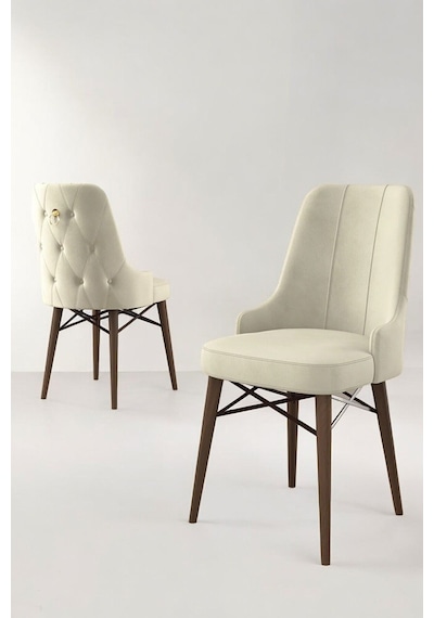Zümra Serisi, Meşe Desen 80x132 Açılabilir Mdf Mutfak Masası Takımı 4 Adet Sandalye Krem
