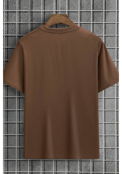 Unisex Los Angles Baskılı Tasarım Tshirt Kahverengi