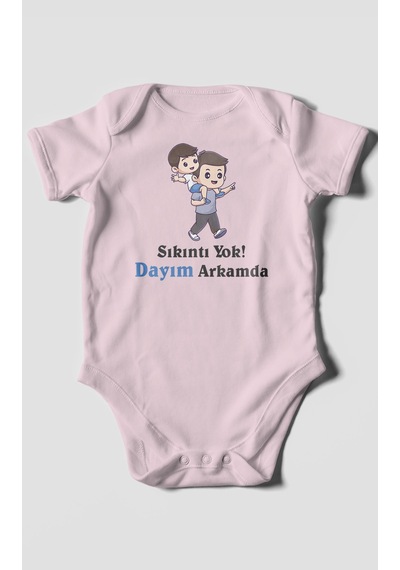 Morivokids Dayıya Özel Kısa Kollu Bebek Body %100 Pamuk Zbn262-kk Bebe Pembe