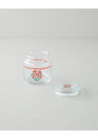 English Home Bright Parade Cam Kavanoz 500 Ml Kırmızı - Beyaz Kırmızı - Beyaz