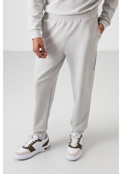 Tommy Life Taş Pamuklu Kalın Yumuşak Dokulu Comfort Fit Baskılı Erkek Eşofman Takım - 85253 Taş Rengi Taş