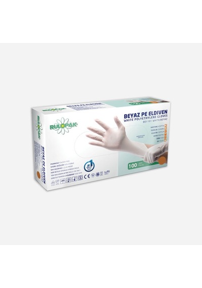 Rulopak Pe 100'lü Medium Temizlik Eldiveni Beyaz