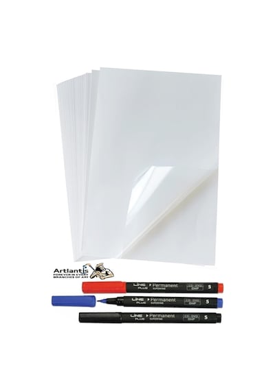 A3 Asetat Kağıdı 25 Adet Pvc Ve Asetat Kalemi S Siyah Mavi Kırmızı 1 Paket Fotokopi Asetatı Şeffaf Transparan 100 Mikron