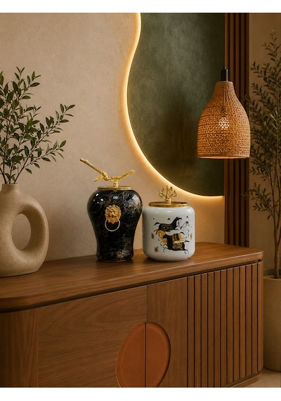 Dekoratif - Siyah Mermer Şah Koyu Herm Oval Gold