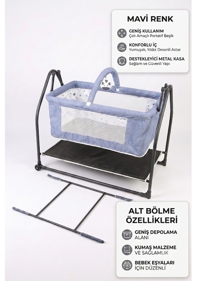 Bebeciden 50x90 Eko Oyuncaklı Sepet Beşik: Hem Ekonomik Hem Sapasağlam Mavi