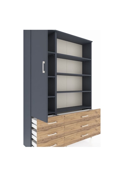 Arges Dolap 8 Raflı 6 Çekmeceli Tek Kapaklı 132x30x195 Antrasit-antrasit/çam Antrasıt/atlas Çam Arges Dolap 8 Raflı 6 Çekmeceli Tek Kapaklı 132x30x195 Antrasit-antrasit/çam Antrasıt/atlas Çam
