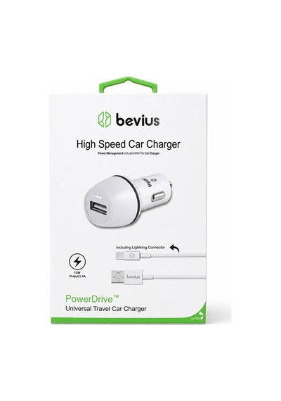 Lightning Beyaz 12w Kablolu Araç Şarj Cihazı Bevius Bvs-au511