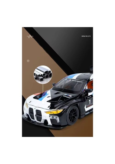 1:24 Bmw M4 Gt3 Diecast Model Araba Açılan Kapılar Bmw M4 Yarış Arabası Modifiyeli Diecast Araba Beyaz
