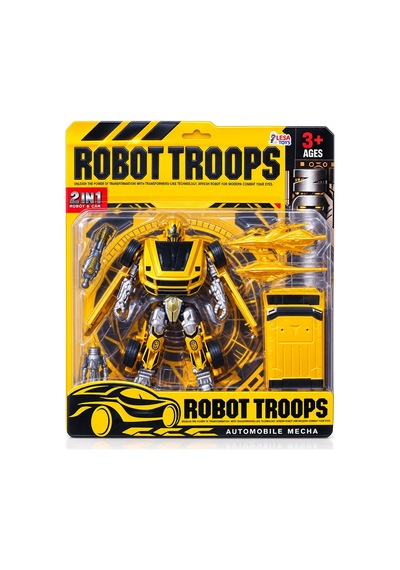 2'si 1 Arada Transform Robot Metalik Sarı