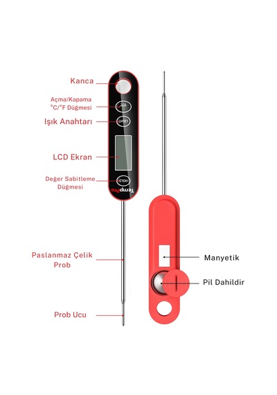 Thermopro Ic6030 Su Hızlı Sonuçlu Lcd Daldırma Saplama Gıda Termometresi