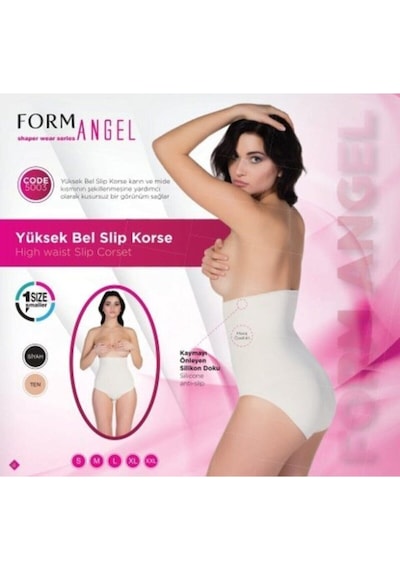 Formangell Pamuk Polyester Yüksek Bel Toparlayıcı Slip Korse Siyah