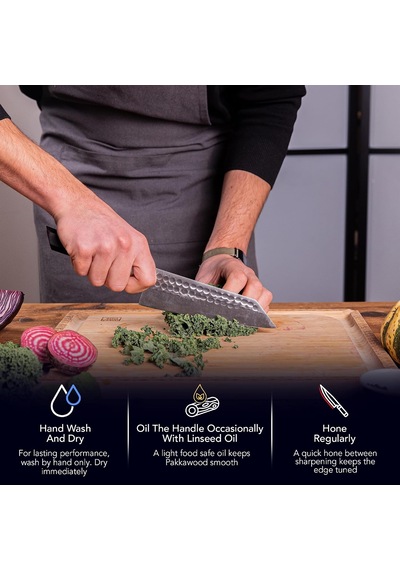 Tr Kotaı Santoku Bunka Şef Bıçağı, Saya Ve Bambu Kutulu 17 Cm Bıçak Mutfak Bıçağı Elle Dövülmüş Ve Diğer