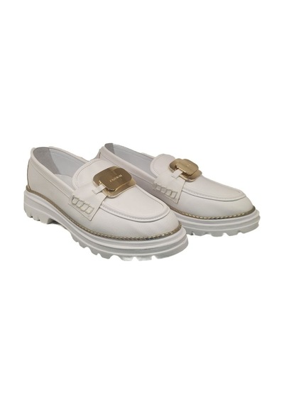 Ventes Demir Aksesuarlı Kadın Loafer Ayakkabı 989515-28z Beyaz