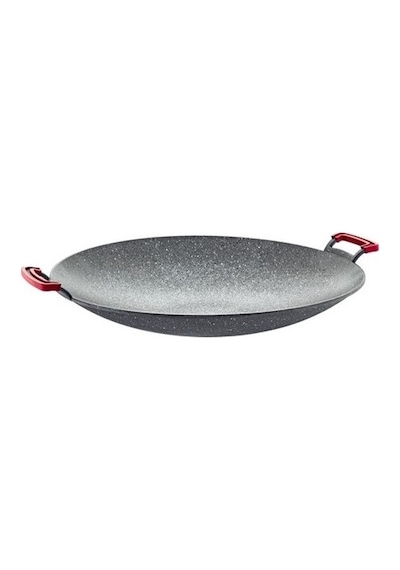 Oms 40 Cm Granit Saç Kavurma Tava Kapaksız 3225 Gri Siyah