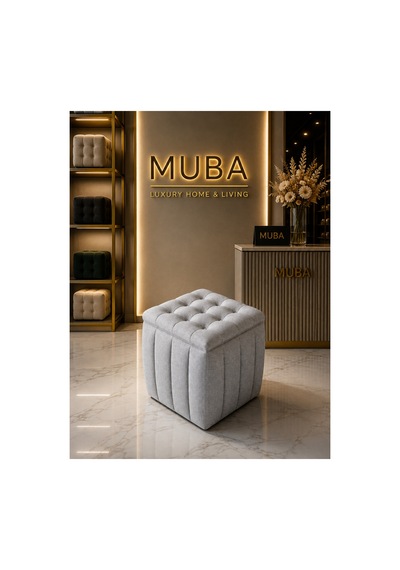 Yeni Sezon İthal Belora Kumaş Puf 40x40 Cm Ultra Yumuşak, Lüks Dokulu, Premium Kalite Kare Puf Gümüş - 908231317 Gümüş