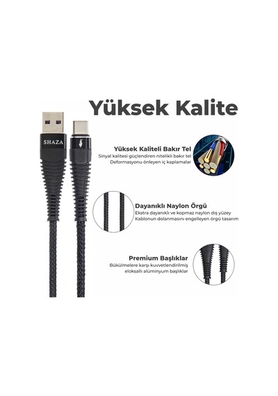 Usb Type-c Pd 5a 100 W Örgülü Hızlı Şarj Ve Data Kablosu 1 Metre