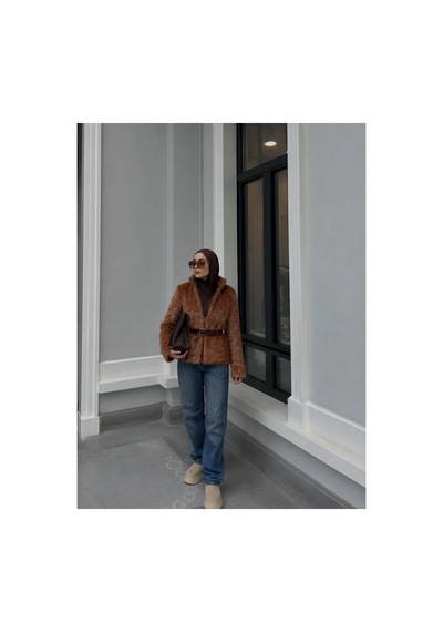 Verymoda Simli Saçaklı Mont F1838 Kahve